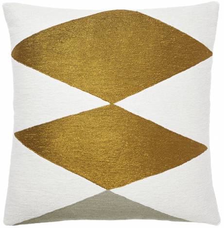 Judy Ross Textiles Hand-Embroidered Chain Stitch Ace Throw Pillow cream/gold rayon/iron